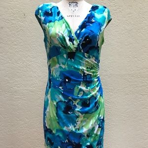 Ralph Lauren 12 Faux Wrap Ruched Dress